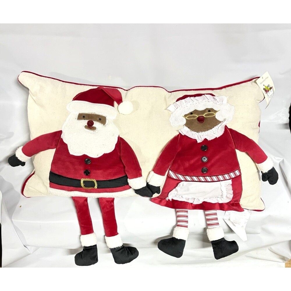 Isaac Mizhari 3D Santa & Mrs. Claus Decorative Christmas Pillow 14x25”